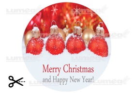 Vafa tort "Merry Christmas & Happy New Year" cu Globuri Rosii - Lumea - Img 3