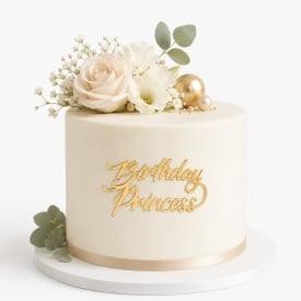 Акрилен топер за торта „Birthday Princess“, златен модел, 11 см – Lumea - Img 2