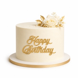 Акрилен топер за торта „Happy Birthday“, златен модел, 10 см – Lumea - Img 2