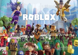 Снимка на ядлива торта, направена от захарни герои Roblox в града - The World