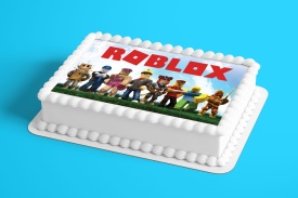 Торта Roblox с червен надпис - Светът - Img 2