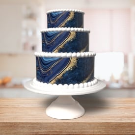 Торта Vafa A4 Marble Blue Marble Cake with Gold - Светът - Img 2