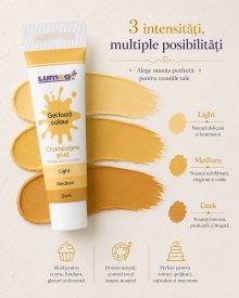 Хранителен гел оцветител Champagne Gold, туба, 30 г - Lumea - Img 3