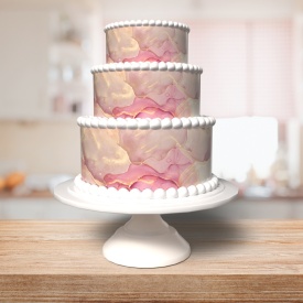 Imagine comestibila tort din Zahar A4 Marmura Roz cu Alb - Lumea - Img 2