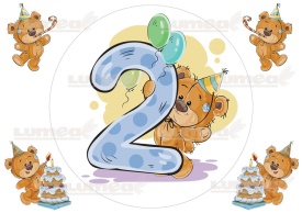 Imagine comestibila tort din Zahar, aniversara cu Teddy "1-9" - Lumea - Img 2