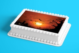 Imagine comestibila tort din Zahar, Halloween model 1 - Lumea - Img 2