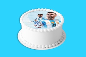 Imagine comestibila tort din Zahar Messi in culori Argentiniene - Lumea - Img 4