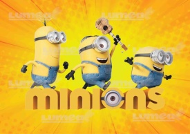 Imagine comestibila tort din Zahar, Minions model 1 - Lumea - Img 1