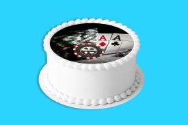 Imagine comestibila tort din Zahar, Poker - Perechea de Asi - Lumea - Img 4