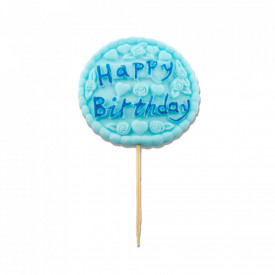 Ornament zahar "Happy Birthday" albastru - Lumea