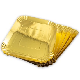 Set tavite dreptunghiulare Auriu pentru tort si prajituri, 35cm x 25cm, 5 buc. - Lumea