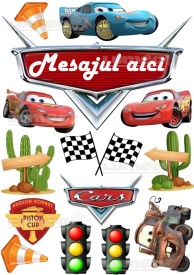 Vafa tort McQueen si accesorii cu MESAJ PERSONALIZAT - Lumea