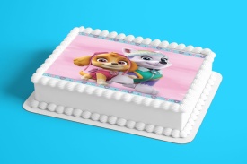 Снимка на захарна торта "Paw Patrol", Скай и Еверест - Светът - Img 2