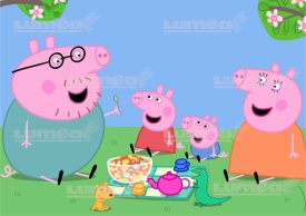 Ядлива снимка на захарната торта на Peppa Pig Peppa Pig и семеен пикник - The World