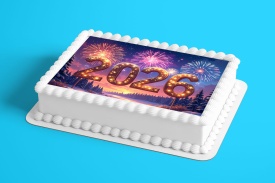 Imagine comestibila tort din Zahar, An Nou Fericit "2026" - Lumea - Img 2