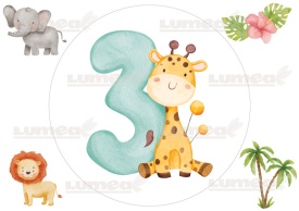 Imagine comestibila tort din Zahar, aniversara cu Animale "1-9" - Lumea - Img 3