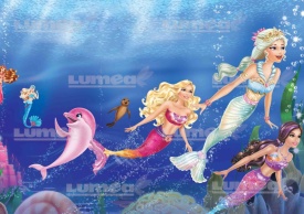 Imagine comestibila tort din Zahar Barbie in Ocean - Lumea
