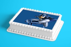 Imagine comestibila tort din Zahar Batman clasic cu fundal Albastru - Lumea - Img 2