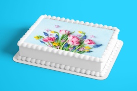 Imagine comestibila tort din Zahar, buchet de flori, model 5 - Lumea - Img 2