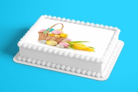 Imagine comestibila tort din Zahar Buchet de Pasti cu Lalele galbene - Lumea - Img 2