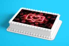 Imagine comestibila tort din Zahar, Inima Neon - Lumea - Img 2