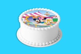Imagine comestibila tort din Zahar Mickey si Minnie in parcul de distractie - Lumea - Img 4