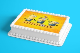 Imagine comestibila tort din Zahar, Minions model 1 - Lumea - Img 2