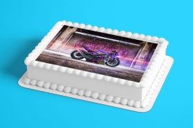 Imagine comestibila tort din Zahar Motocicleta Multicolor - Lumea - Img 2