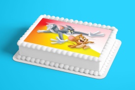 Imagine comestibila tort din Zahar, Tom si Jerry model 1 - Lumea - Img 2