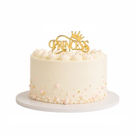 Topper tort acrylic "PRINCESS", model Auriu, 10 cm - Lumea - Img 2
