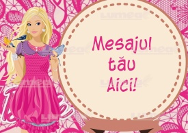 Vafa tort Barbie cu MESAJ PERSONALIZAT model 9 - Lumea - Img 1