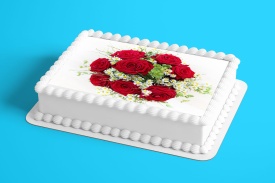 Vafa tort Buchet de flori cu Trandafiri Rosii - Lumea - Img 2
