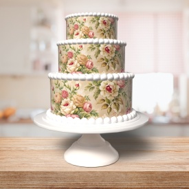 Imagine comestibila tort din Zahar A4 model Floral 5 - Lumea - Img 2