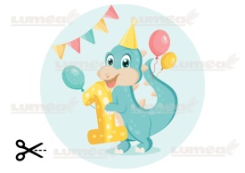 Imagine comestibila tort din Zahar aniversara cu Dinozaur "1-9" - Lumea