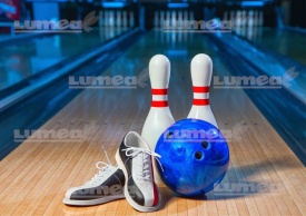 Imagine comestibila tort din Zahar Bila de Bowling albastru - Lumea