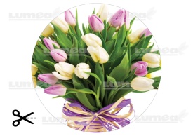 Imagine comestibila tort din Zahar Buchet de Lalea Alb si Roz - Lumea - Img 3