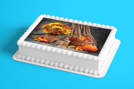 Imagine comestibila tort din Zahar, Buchet de Toamna model 6 - Lumea - Img 2
