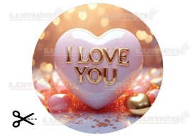 Imagine comestibila tort din Zahar, "I Love You" model 3 - Lumea - Img 3