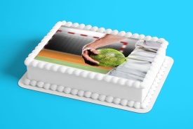 Imagine comestibila tort din Zahar Jucator Handbal cu Minge verde - Lumea - Img 2