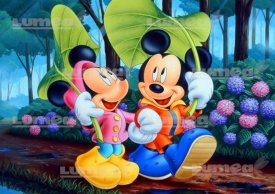 Imagine comestibila tort din Zahar, Mickey si Minnie model 5 - Lumea - Img 1