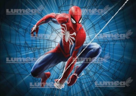 Imagine comestibila tort din Zahar Spiderman cu fundal Albastru - Lumea