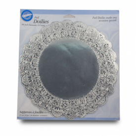 Set hartii dantelate Argintiu, 25cm, 6 buc. -Wilton - Img 1