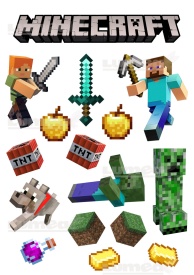 Снимка на ядлива Minecraft Захарна торта Minecraft и аксесоари - Светът