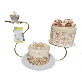 Стойка за торта Golden 3-етажна, Ø15, Ø23, Ø30 cm - PME - Img 2