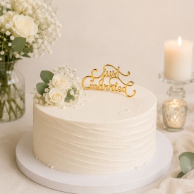 Топер за торта от акрил „Just Married“, златен модел, 10 см - Lumea - Img 2