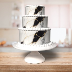 Ядивно изображение ядивна захарна торта A4 Marble White with Black 2 - The World - Img 2