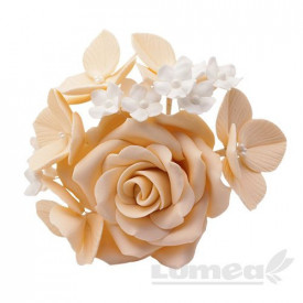 Buchet trandafir cu floricele din pasta de zahar - Lumea