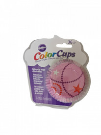 Hartii briose ColorCups model Roz cu stelute 36 buc. - Wilton