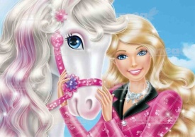 Imagine comestibila tort din Zahar, Barbie cu calut - Lumea - Img 1