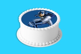 Imagine comestibila tort din Zahar Batman clasic cu fundal Albastru - Lumea - Img 4